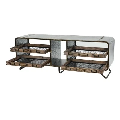 Olivia & May Industrial Storage Bench Gray - Olivia & May 8 Olivia & May Industrial Storage Bench Gray - Olivia & May - Image 6