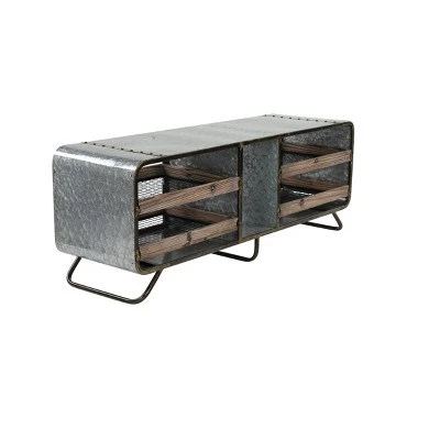 Olivia & May Industrial Storage Bench Gray - Olivia & May 10 Olivia & May Industrial Storage Bench Gray - Olivia & May - Image 8