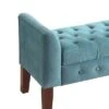 Velvet Upholstered Button Tufted Wooden Bench Settee with Hinged Storage Blue/Brown - Benzara -Ottomans Official Shop unnamed file 7828