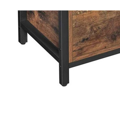 Button Tufted Leatherette Flip Top Storage Bench Black/Brown - Benzara 4 Button Tufted Leatherette Flip Top Storage Bench Black/Brown - Benzara - Image 2