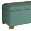 Polyester Upholstery Bench with Button Tufted Hinged Lid Storage and Wood Feet Teal - Benzara -Ottomans Official Shop unnamed file 7882