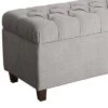 Fabric Upholstered Button Tufted Wooden Bench with Hinged Storage Gray - Benzara -Ottomans Official Shop unnamed file 7898