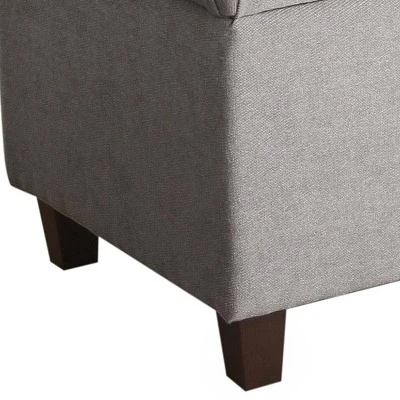 Fabric Upholstered Button Tufted Wooden Bench with Hinged Storage Gray - Benzara 4 Fabric Upholstered Button Tufted Wooden Bench with Hinged Storage Gray - Benzara - Image 2