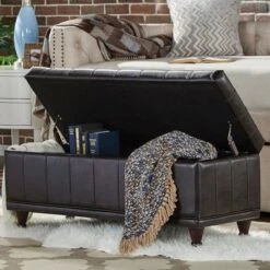 Ekron Storage Bench Bi - Cast Vinyl Dark Brown Inspire Q