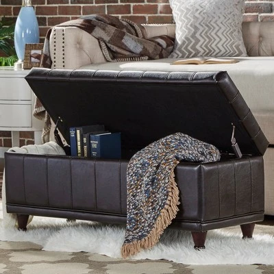 Ekron Storage Bench Bi - Cast Vinyl Dark Brown Inspire Q 3 Ekron Storage Bench Bi - Cast Vinyl Dark Brown Inspire Q