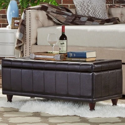 Ekron Storage Bench Bi - Cast Vinyl Dark Brown Inspire Q 4 Ekron Storage Bench Bi - Cast Vinyl Dark Brown Inspire Q - Image 2