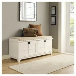 Adler Entryway Storage Bench - Crosley White