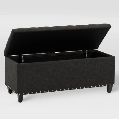 Boston Tufted Fabric Storage Ottoman Dark Gray - CorLiving 3 Boston Tufted Fabric Storage Ottoman Dark Gray - CorLiving
