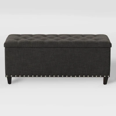 Boston Tufted Fabric Storage Ottoman Dark Gray - CorLiving 6 Boston Tufted Fabric Storage Ottoman Dark Gray - CorLiving - Image 4