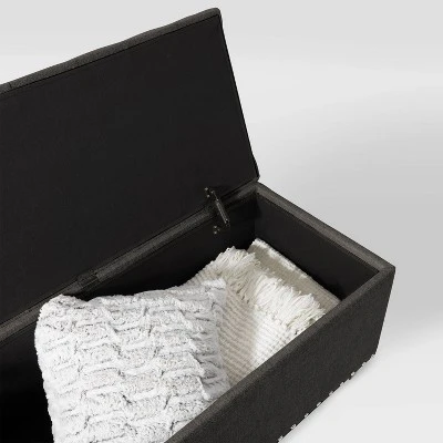 Boston Tufted Fabric Storage Ottoman Dark Gray - CorLiving 9 Boston Tufted Fabric Storage Ottoman Dark Gray - CorLiving - Image 7