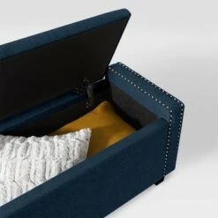 Boston Fabric Storage Ottoman Navy Blue - CorLiving -Ottomans Official Shop unnamed file 8021