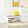 HOMCOM Modern Shoe Rack Bench for Entryway, Storage Organizer with Cushion, 2 Drawers, Adjustable Shelf, Holds 8 Pairs, White -Ottomans Official Shop unnamed file 8024