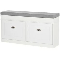 HOMCOM Modern Shoe Rack Bench for Entryway, Storage Organizer with Cushion, 2 Drawers, Adjustable Shelf, Holds 8 Pairs, White 9 HOMCOM Modern Shoe Rack Bench for Entryway, Storage Organizer with Cushion, 2 Drawers, Adjustable Shelf, Holds 8 Pairs, White -Ottomans Official Shop unnamed file 8026