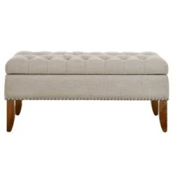Hinged Top Button Tufted Storage Bed Bench Beige - HomeFare -Ottomans Official Shop unnamed file 8068
