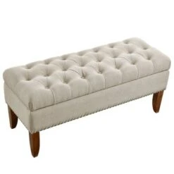 Hinged Top Button Tufted Storage Bed Bench Beige - HomeFare -Ottomans Official Shop unnamed file 8069