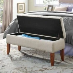 Hinged Top Button Tufted Storage Bed Bench Beige - HomeFare -Ottomans Official Shop unnamed file 8071