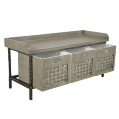 Wood Storage Bench with Basket Drawers Gray - Decor Therapy 10 Wood Storage Bench with Basket Drawers Gray - Decor Therapy -Ottomans Official Shop unnamed file 8083