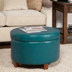 Large Round Storage Ottoman - HomePop Moss Green -Ottomans Official Shop unnamed file 8121