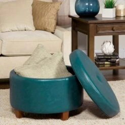 Large Round Storage Ottoman - HomePop Moss Green -Ottomans Official Shop unnamed file 8122