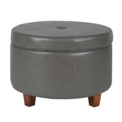 Large Round Storage Ottoman - HomePop Moss Green -Ottomans Official Shop unnamed file 8128