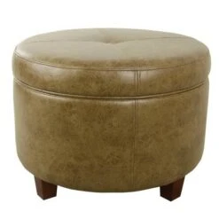 Large Round Storage Ottoman - HomePop Moss Green -Ottomans Official Shop unnamed file 8132