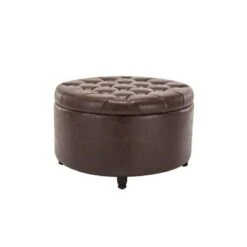 Large Round Tufted Storage Ottoman with Lift Off Lid - WOVENBYRD Cream -Ottomans Official Shop unnamed file 8178