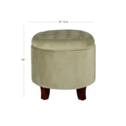 Large Round Tufted Storage Ottoman - HomePop Burgundy