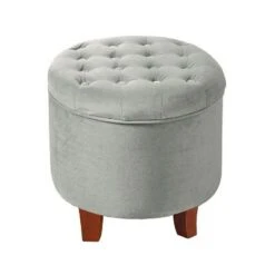 Large Round Tufted Storage Ottoman - HomePop Burgundy -Ottomans Official Shop unnamed file 8186