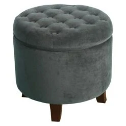Large Round Tufted Storage Ottoman - HomePop Burgundy -Ottomans Official Shop unnamed file 8189