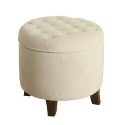 Large Round Tufted Storage Ottoman - HomePop Burgundy -Ottomans Official Shop unnamed file 8192