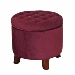 Large Round Tufted Storage Ottoman - HomePop Burgundy -Ottomans Official Shop unnamed file 8193