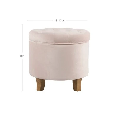 Velvet Tufted Round Storage Ottoman Pink Blush - HomePop 3 Velvet Tufted Round Storage Ottoman Pink Blush - HomePop