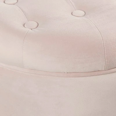Velvet Tufted Round Storage Ottoman Pink Blush - HomePop 5 Velvet Tufted Round Storage Ottoman Pink Blush - HomePop - Image 3
