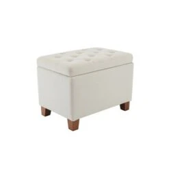 24" Tufted Storage Ottoman and Hinged Lid - WOVENBYRD Light Brown