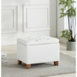 24" Tufted Storage Ottoman and Hinged Lid - WOVENBYRD Light Brown -Ottomans Official Shop unnamed file 8237