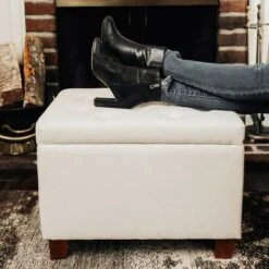 24" Tufted Storage Ottoman and Hinged Lid - WOVENBYRD Light Brown -Ottomans Official Shop unnamed file 8241