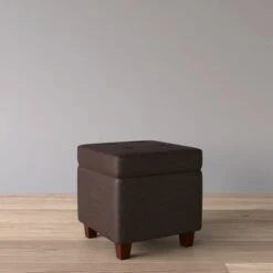 Square Tufted Faux Leather Storage Ottoman - HomePop Brown -Ottomans Official Shop unnamed file 8261