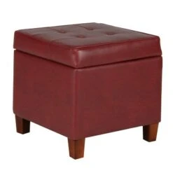 Square Tufted Faux Leather Storage Ottoman - HomePop Brown -Ottomans Official Shop unnamed file 8264