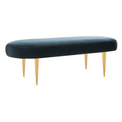 Corinne Velvet Oval Bench Navy - Safavieh 5 Corinne Velvet Oval Bench Navy - Safavieh - Image 3