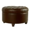 Large Tufted Round Storage Ottoman - HomePop Dark Gray
