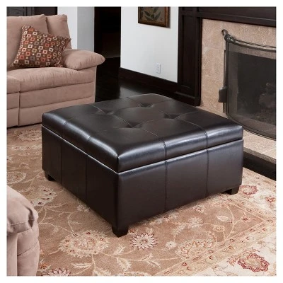 Canyons Bonded Leather Storage Ottoman Dark Brown - Christopher Knight Home 3 Canyons Bonded Leather Storage Ottoman Dark Brown - Christopher Knight Home