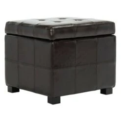 Maiden Square Tufted Storage Ottoman - Safavieh Black -Ottomans Official Shop unnamed file 8329