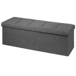 Costway Fabric Folding Storage Ottoman Storage Chest W/Divider Bed End Bench Light GreyDrak GreyNavy -Ottomans Official Shop unnamed file 8350