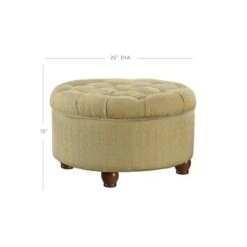 Tweed Tufted Storage Ottoman Tan/Cream - HomePop