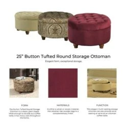 Tweed Tufted Storage Ottoman Tan/Cream - HomePop -Ottomans Official Shop unnamed file 8359