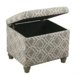 Medium Storage Ottoman Geometric Ash Gray - HomePop