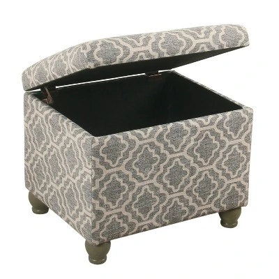 Medium Storage Ottoman Geometric Ash Gray - HomePop 3 Medium Storage Ottoman Geometric Ash Gray - HomePop