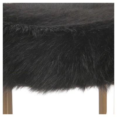 Faux Fur Stool - HomePop Pink 6 Faux Fur Stool - HomePop Pink - Image 4