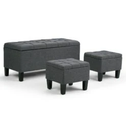 3pc 44" Lancaster Storage Ottoman - Wyndenhall Linen Look Fabric Slate Gray -Ottomans Official Shop unnamed file 8423