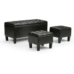 3pc 44" Lancaster Storage Ottoman - Wyndenhall Linen Look Fabric Slate Gray -Ottomans Official Shop unnamed file 8425